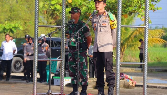Deklarasikan Sinergitas dan Netralitas Pemilu Damai, Polres Rohil dan Kodim 0321 Rohil Gelar Apel Bersama