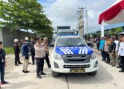 Polres Rohil Pamwal 2 Truck Container Logistik Pemilu dari Pelabuhan PT. Pelindo Siak ke Gudang KPUD Kabupaten Rohil