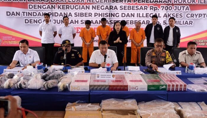Polda Riau Ungkap Tindak Pidana Rokok Ilegal, Perdagangan Barang Bekas, dan Kejahatan Siber dengan Kerugian Negara 5,1 Miliar