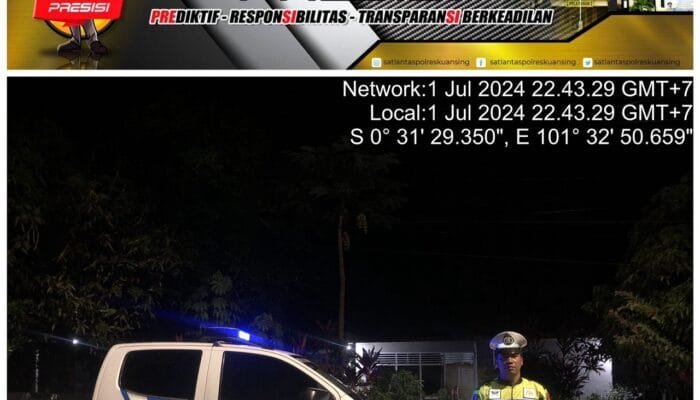 Polres Kuansing Gelar Patroli Blue Light Antisipasi Daerah Rawan Laka Lantas, Balap Liar, dan C3