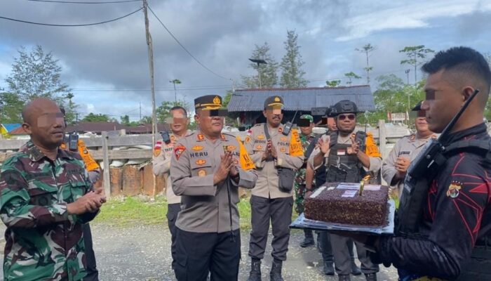 Marinir Habema Sambut Hangat Kunjungan Polres Yahukimo