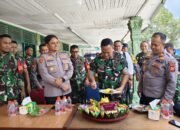 HUT ke-80 TNI, Kapolsek Kunto dan Bonai Darussalam Kompak Beri Kejutan di Koramil 10