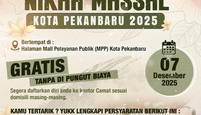 Nikah Massal Gratis Pemko Pekanbaru Diminati, 43 Pasangan Sudah Mendaftar