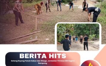 Gotong Royong Polsek Kabun dan Warga, Jembatan Titi Desa Giti Segera Rampung