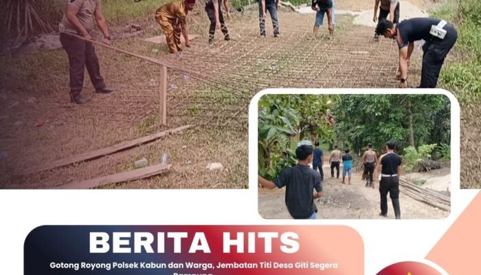 Gotong Royong Polsek Kabun dan Warga, Jembatan Titi Desa Giti Segera Rampung