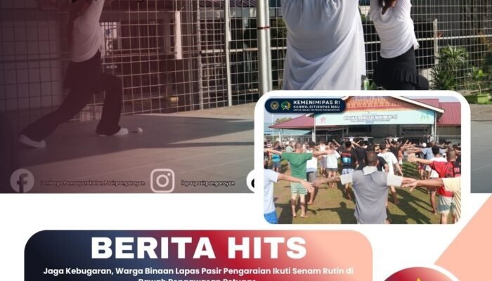 Jaga Kebugaran, Warga Binaan Lapas Pasir Pengaraian Ikuti Senam Rutin di Bawah Pengawasan Petugas