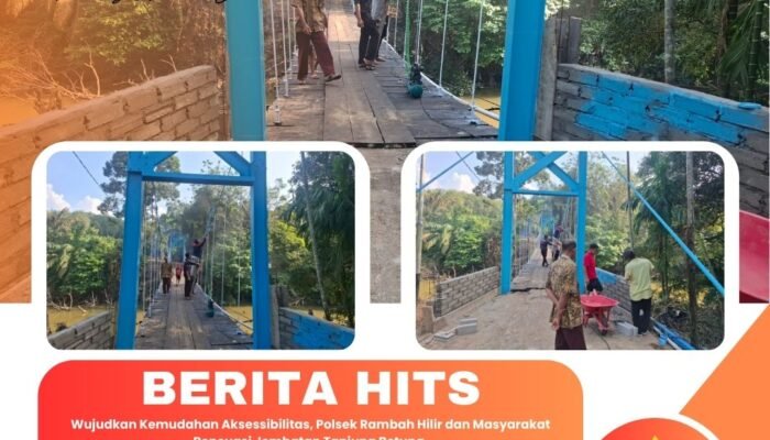 Wujudkan Kemudahan Aksessibilitas, Polsek Rambah Hilir dan Masyarakat Renovasi Jembatan Tanjung Betung