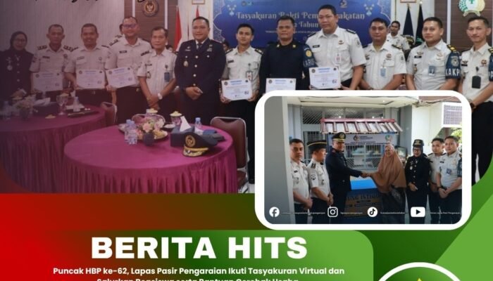 Puncak HBP ke-62, Lapas Pasir Pengaraian Ikuti Tasyakuran Virtual dan Salurkan Beasiswa serta Bantuan Gerobak Usaha