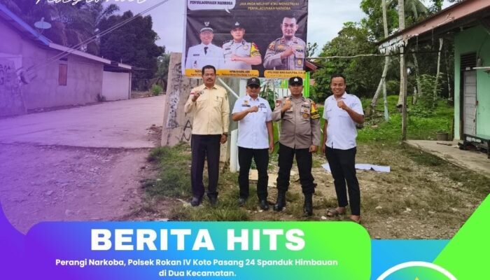 Perangi Narkoba, Polsek Rokan IV Koto Pasang 24 Spanduk Himbauan di Dua Kecamatan