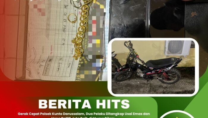 Gerak Cepat Polsek Kunto Darussalam, Dua Pelaku Ditangkap Usai Emas dan Uang Rp135 Juta Raib di Muara Dilam