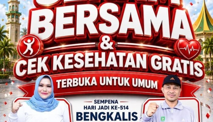 Sambut Hari Jadi ke-514 Bengkalis, Yuk Ramaikan Senam Bersama dan Cek Kesehatan Gratis di Lapangan Tugu