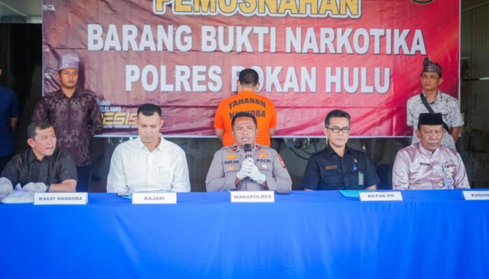 Polres Rohul Bersama Kejaksaan dan Pengadilan Musnahkan 961,5 Gram Sabu dan 229 Butir Ekstasi